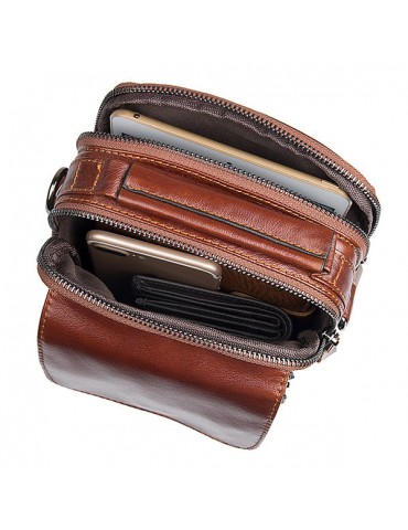 Genuine Leather Casual Multi-pockets Shoulder Crossbody Bag For Men