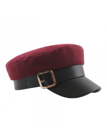 Womens Wild Metal Belt Felt Retro Style Warm Windproof Beret Cap Outdoor Sun Hat